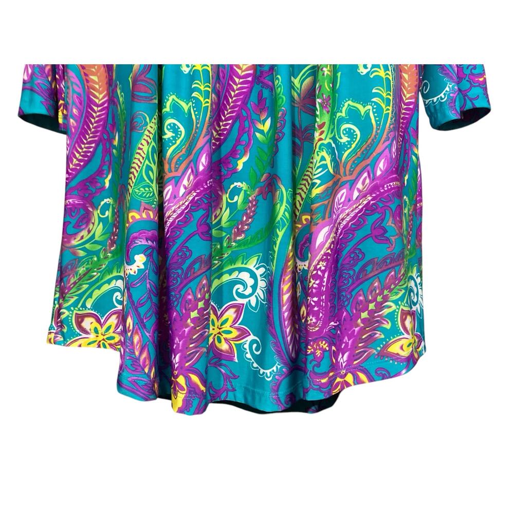 Serengeti Women's Colorful Paisley Button Front 3/4 Sleeve Tunic Top | SZ L NWOT - Picture 3 of 8